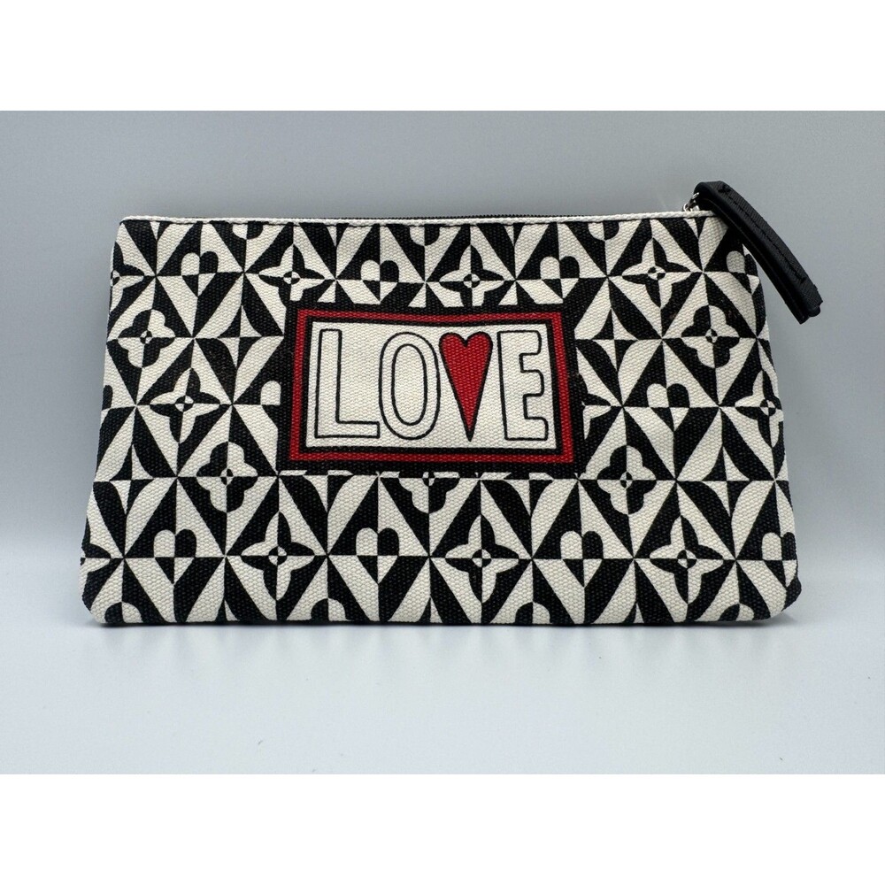BRIGHTON Canvas Zippered Pouch LOVE Black White Red Makeup Bag or  Pencil Case